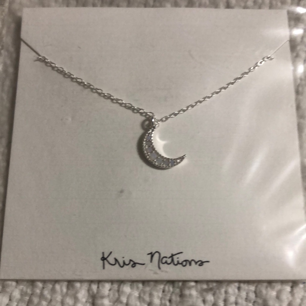 New! Kris Nations Crystal Moon Necklace 16-18”